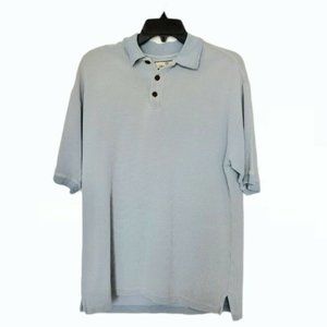 Tommy Bahama Mens Polo Shirt Textured Size M Short Sleeve 3 Button Pinstriped